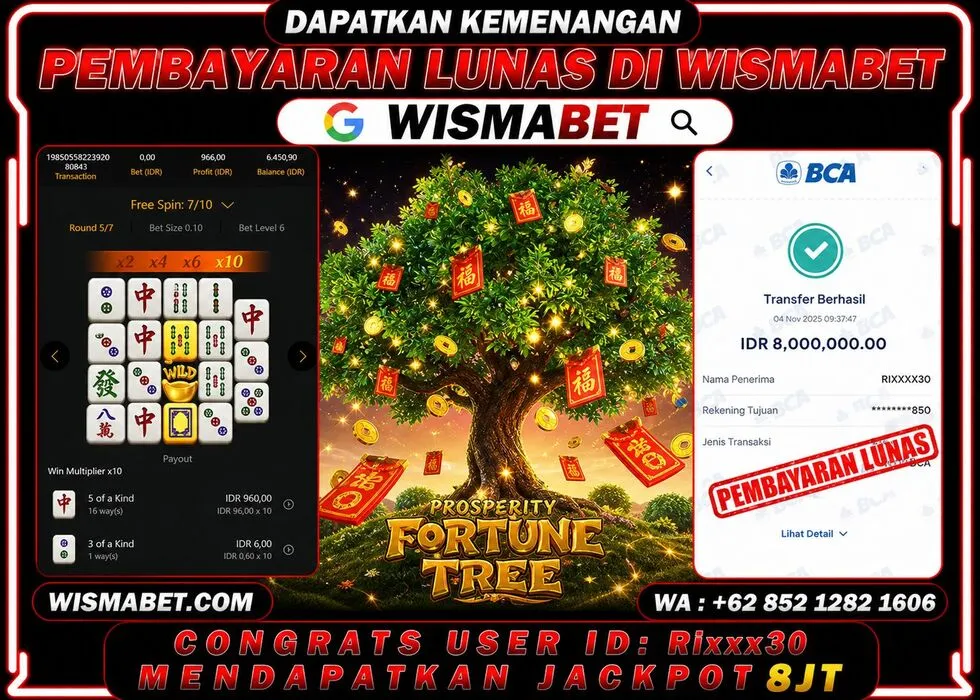 Wismabet - BUKTI KEMENANGAN Prosperity Fortune Tree Rp8,000,000,- LUNAS